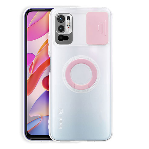 Funda Silicona Ultrafina Carcasa Transparente con Soporte para Xiaomi POCO M3 Pro 5G Rosa