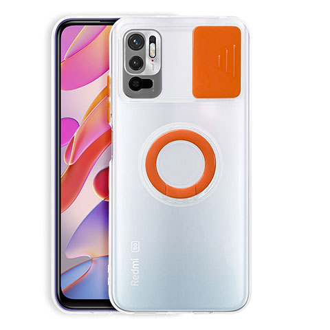 Funda Silicona Ultrafina Carcasa Transparente con Soporte para Xiaomi Redmi Note 10 5G Naranja