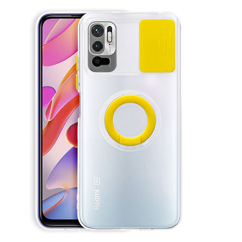 Funda Silicona Ultrafina Carcasa Transparente con Soporte para Xiaomi Redmi Note 10T 5G Amarillo