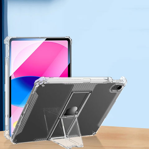 Funda Silicona Ultrafina Carcasa Transparente con Soporte S01 para Apple iPad 10.9 (2022) Claro