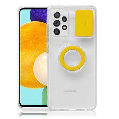 Funda Silicona Ultrafina Carcasa Transparente con Soporte S01 para Samsung Galaxy A52s 5G Amarillo