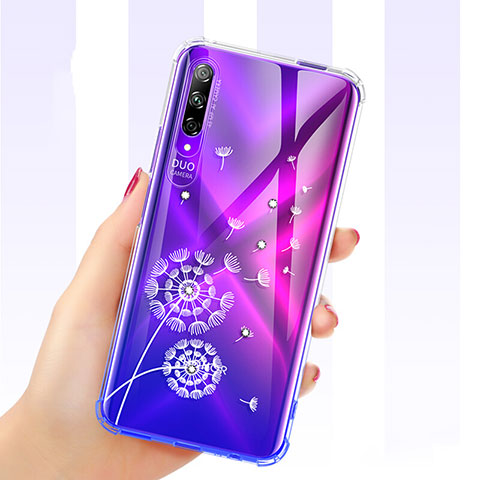 Funda Silicona Ultrafina Carcasa Transparente Flores para Huawei Honor 9X Pro Blanco