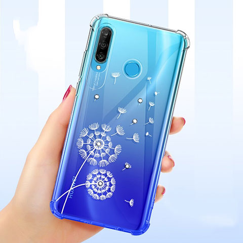 Funda Silicona Ultrafina Carcasa Transparente Flores para Huawei Nova 4e Blanco