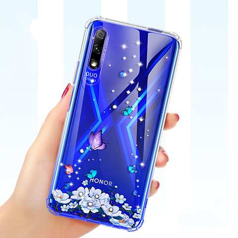 Funda Silicona Ultrafina Carcasa Transparente Flores para Huawei P Smart Z (2019) Morado