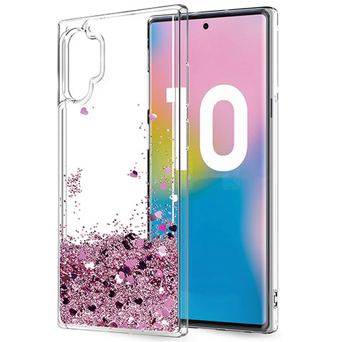 Funda Silicona Ultrafina Carcasa Transparente Flores para Samsung Galaxy Note 10 Plus Morado