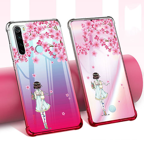 Funda Silicona Ultrafina Carcasa Transparente Flores para Xiaomi Redmi Note 8T Rosa