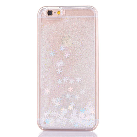 Funda Silicona Ultrafina Carcasa Transparente Flores T01 para Apple iPhone 6 Blanco