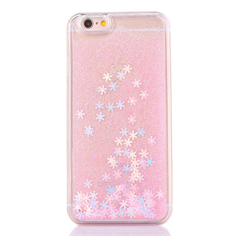 Funda Silicona Ultrafina Carcasa Transparente Flores T01 para Apple iPhone 6 Oro Rosa