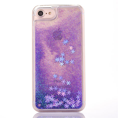 Funda Silicona Ultrafina Carcasa Transparente Flores T01 para Apple iPhone SE (2020) Morado