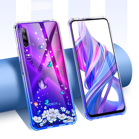 Funda Silicona Ultrafina Carcasa Transparente Flores T01 para Huawei P Smart Pro (2019) Morado