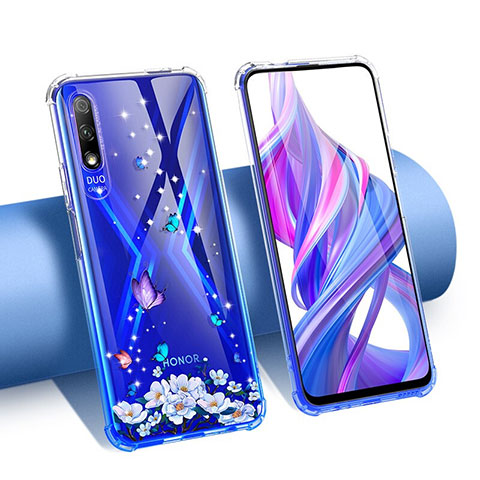 Funda Silicona Ultrafina Carcasa Transparente Flores T01 para Huawei P Smart Z (2019) Morado