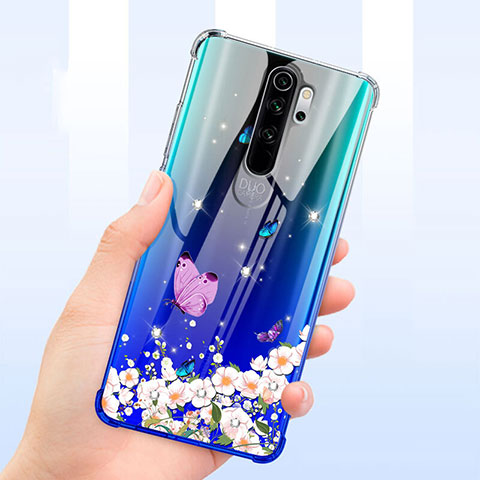 Funda Silicona Ultrafina Carcasa Transparente Flores T01 para Xiaomi Redmi Note 8 Pro Morado