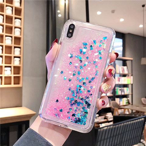 Funda Silicona Ultrafina Carcasa Transparente Flores T02 para Apple iPhone X Rosa