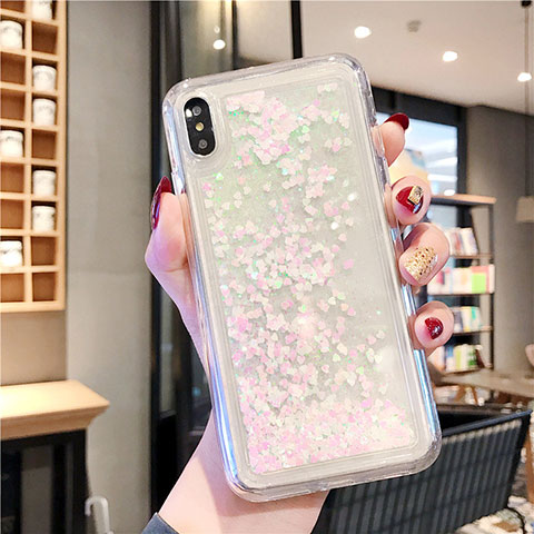 Funda Silicona Ultrafina Carcasa Transparente Flores T02 para Apple iPhone XR Blanco