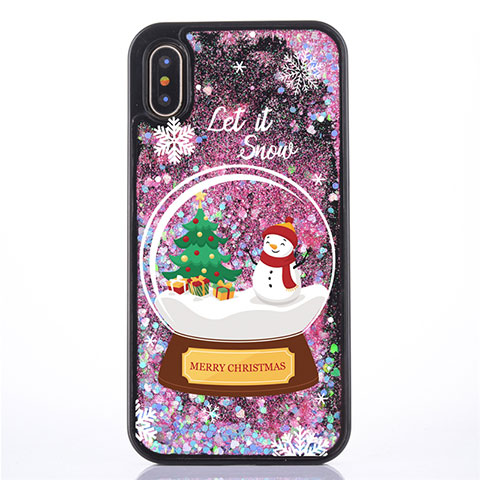 Funda Silicona Ultrafina Carcasa Transparente Flores T05 para Apple iPhone X Rojo