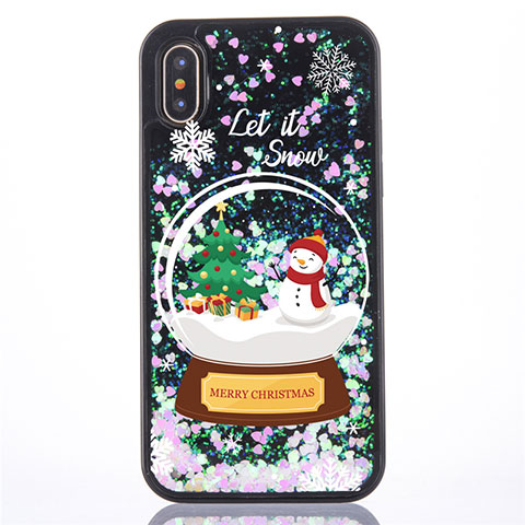 Funda Silicona Ultrafina Carcasa Transparente Flores T05 para Apple iPhone Xs Negro