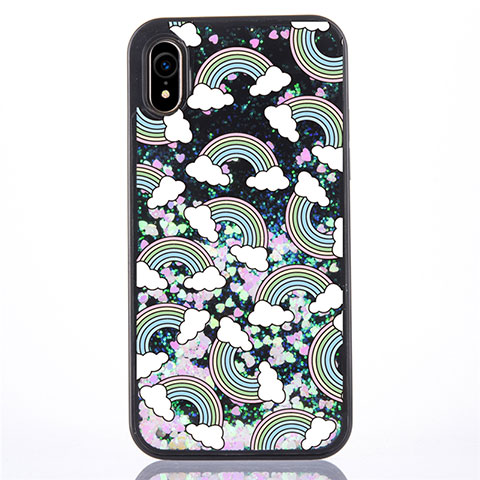 Funda Silicona Ultrafina Carcasa Transparente Flores T06 para Apple iPhone XR Negro