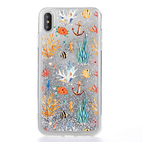 Funda Silicona Ultrafina Carcasa Transparente Flores T17 para Apple iPhone X Blanco