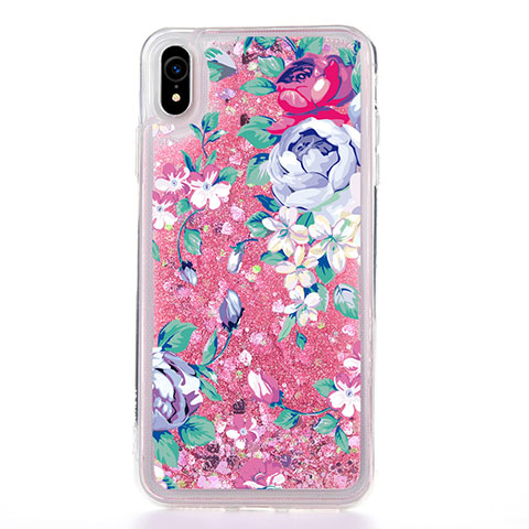 Funda Silicona Ultrafina Carcasa Transparente Flores T18 para Apple iPhone XR Oro Rosa