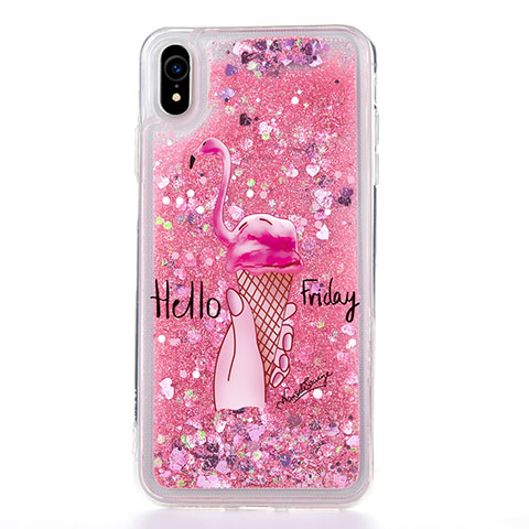 Funda Silicona Ultrafina Carcasa Transparente Flores T20 para Apple iPhone XR Rosa Roja