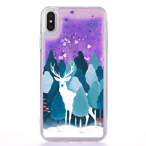 Funda Silicona Ultrafina Carcasa Transparente Flores T22 para Apple iPhone Xs Morado