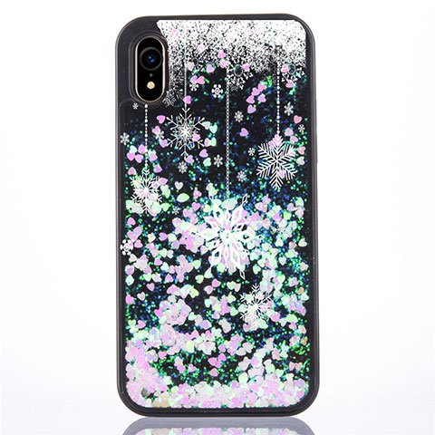 Funda Silicona Ultrafina Carcasa Transparente Flores Z01 para Apple iPhone XR Gris