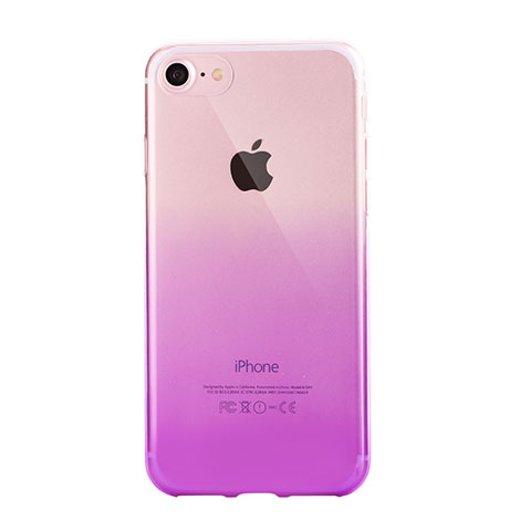 Funda Silicona Ultrafina Carcasa Transparente Gradiente G01 para Apple iPhone 7 Morado