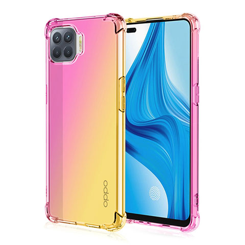 Funda Silicona Ultrafina Carcasa Transparente Gradiente G01 para Oppo A93 Amarillo