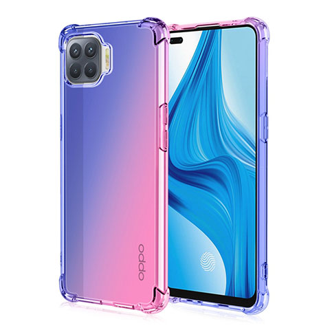 Funda Silicona Ultrafina Carcasa Transparente Gradiente G01 para Oppo A93 Azul