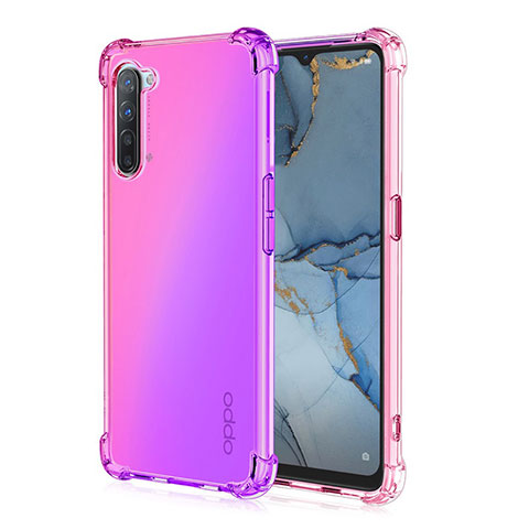 Funda Silicona Ultrafina Carcasa Transparente Gradiente G01 para Oppo Reno3 Rosa