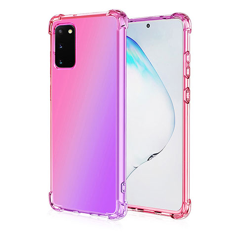 Funda Silicona Ultrafina Carcasa Transparente Gradiente G01 para Samsung Galaxy S20 5G Oro Rosa