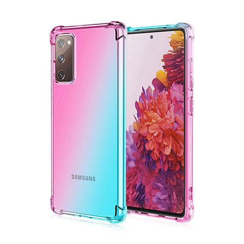 Funda Silicona Ultrafina Carcasa Transparente Gradiente G01 para Samsung Galaxy S20 FE 4G Cian