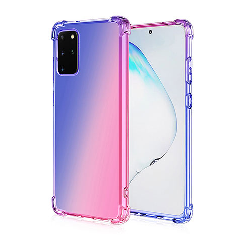 Funda Silicona Ultrafina Carcasa Transparente Gradiente G01 para Samsung Galaxy S20 Plus 5G Oro Rosa