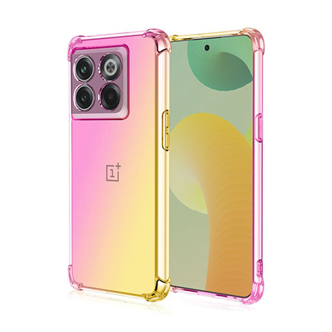 Funda Silicona Ultrafina Carcasa Transparente Gradiente para OnePlus 10T 5G Rosa