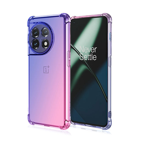 Funda Silicona Ultrafina Carcasa Transparente Gradiente para OnePlus 11R 5G Purpura Claro