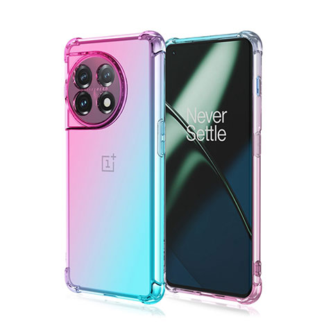 Funda Silicona Ultrafina Carcasa Transparente Gradiente para OnePlus Ace 2 5G Cian