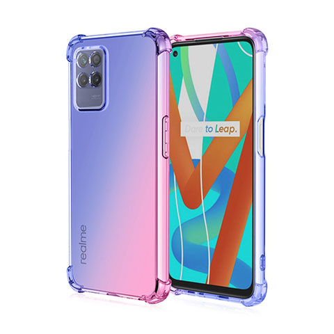 Funda Silicona Ultrafina Carcasa Transparente Gradiente para Realme 8i Azul