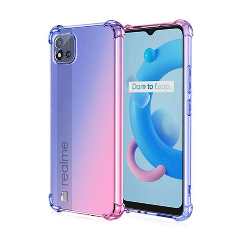 Funda Silicona Ultrafina Carcasa Transparente Gradiente para Realme C11 (2021) Azul