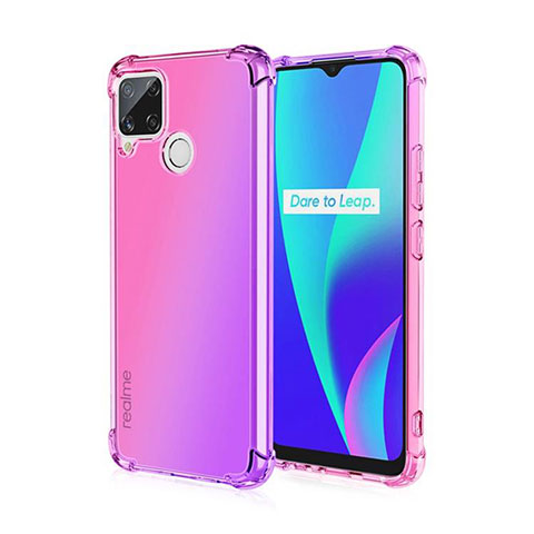 Funda Silicona Ultrafina Carcasa Transparente Gradiente para Realme C25S Rosa Roja