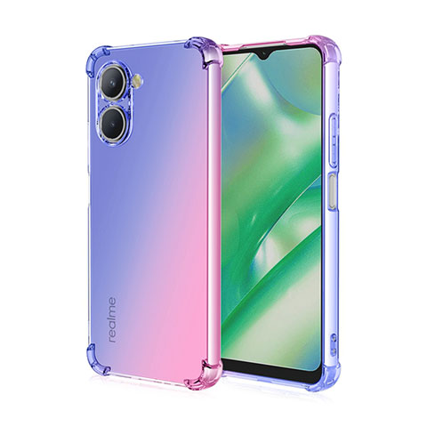 Funda Silicona Ultrafina Carcasa Transparente Gradiente para Realme C33 (2023) Azul