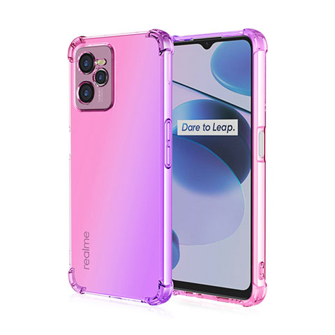 Funda Silicona Ultrafina Carcasa Transparente Gradiente para Realme C35 Rosa Roja