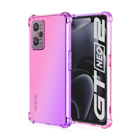 Funda Silicona Ultrafina Carcasa Transparente Gradiente para Realme GT Neo 3T 5G Rosa Roja