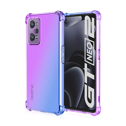 Funda Silicona Ultrafina Carcasa Transparente Gradiente para Realme GT Neo2 5G Purpura Claro