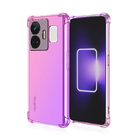 Funda Silicona Ultrafina Carcasa Transparente Gradiente para Realme GT Neo5 240W 5G Rosa Roja