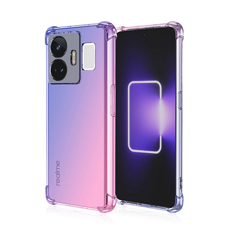 Funda Silicona Ultrafina Carcasa Transparente Gradiente para Realme GT3 5G Azul