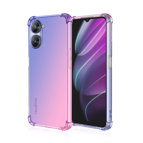 Funda Silicona Ultrafina Carcasa Transparente Gradiente para Realme V20 5G Azul