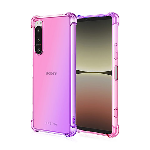 Funda Silicona Ultrafina Carcasa Transparente Gradiente para Sony Xperia 1 IV SO-51C Purpura Claro