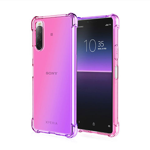 Funda Silicona Ultrafina Carcasa Transparente Gradiente para Sony Xperia 10 III Purpura Claro