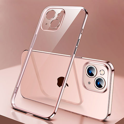 Funda Silicona Ultrafina Carcasa Transparente H01 para Apple iPhone 15 Plus Oro Rosa