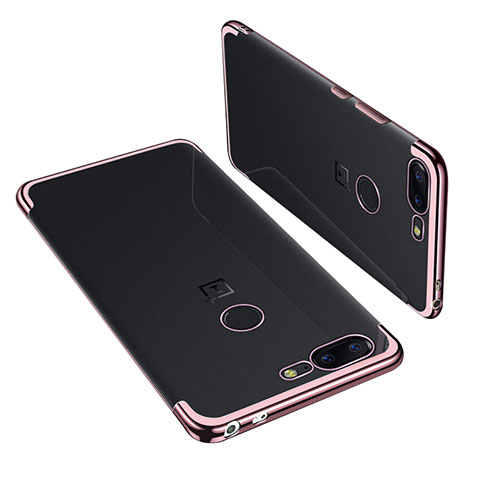 Funda Silicona Ultrafina Carcasa Transparente H01 para OnePlus 5T A5010 Oro Rosa